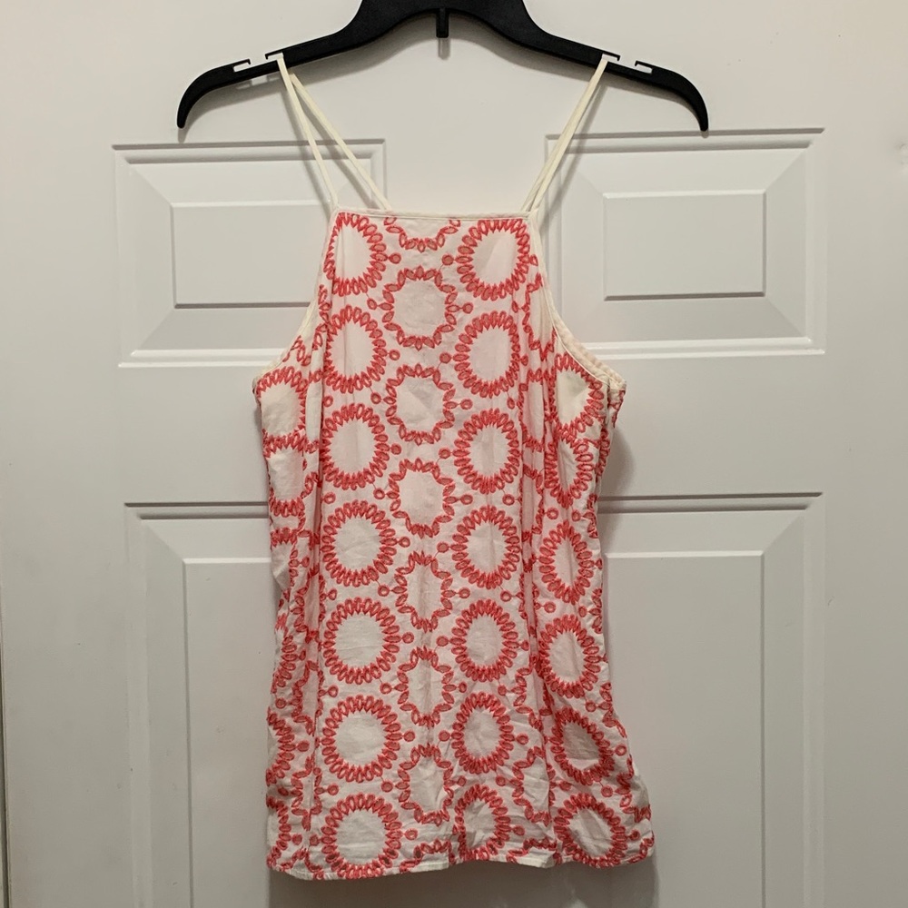 Banana Republic 100% Cotton Pink and White Eyelet Patterned Camisole - Size M